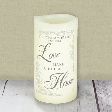 Personalised Love Makes a Home LED Candle