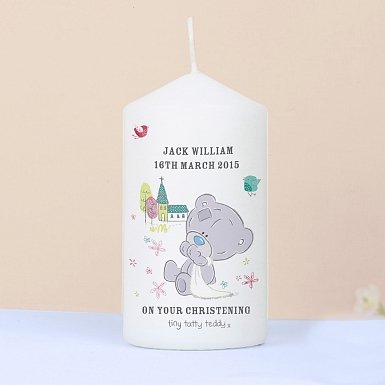 Personalised Tiny Tatty Teddy Christening Candle