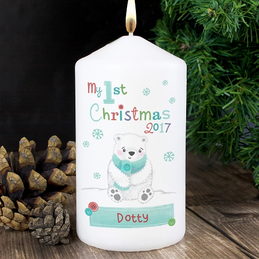 Personalised Polar Bear My 1st Christmas Candle