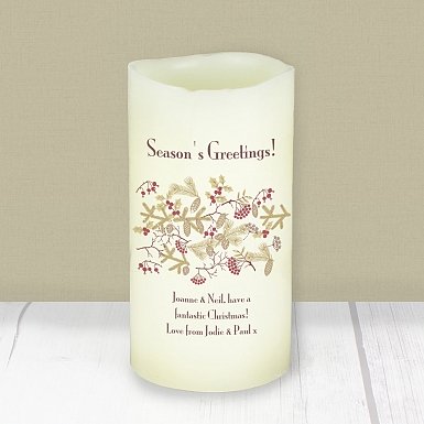 Personalised Christmas Floral LED Candle