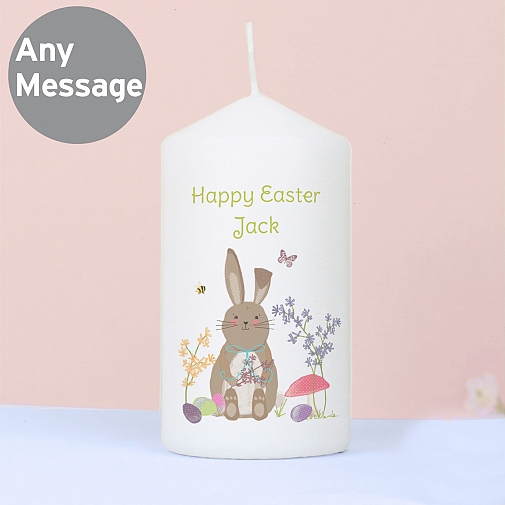 Personalised Easter Meadow Bunny Candle