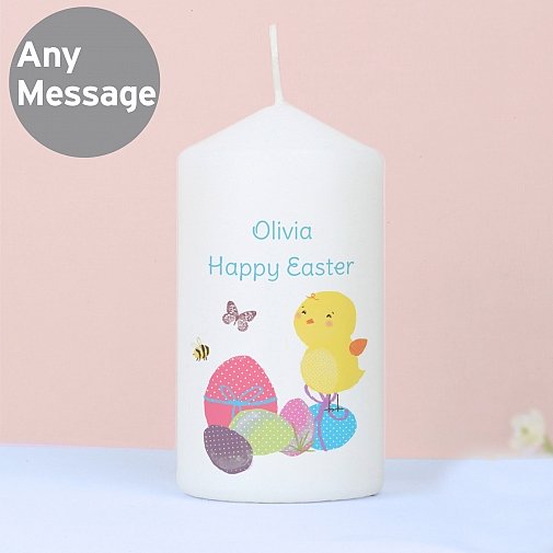 Personalised Easter Meadow chick Candle