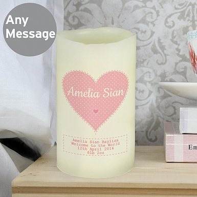 Personalised Stitch and Dot Baby Girl Nightlight LED Candle delivery to UK [United Kingdom]
