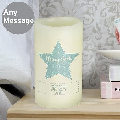 Personalised Stitch & Dot Boys Nightlight LED Candle