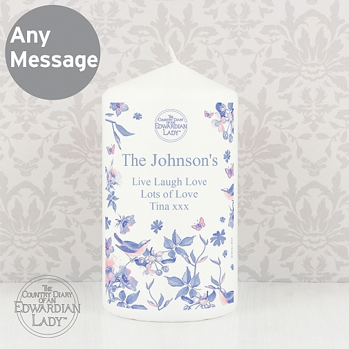 Personalised Country Diary Blue Blossom Candle