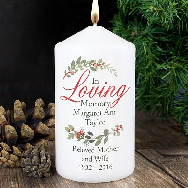 Personalised In Loving Memory Wreath Candle