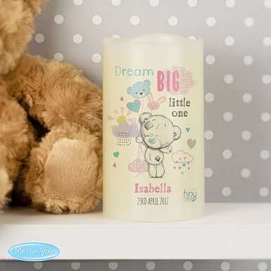 Personalised Tiny Tatty Teddy Dream Big Pink Nightlight LED Candle