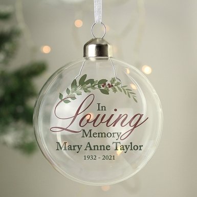 Personalised In Loving Memory Glass Bauble