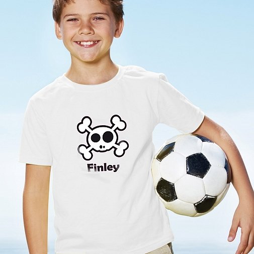 Personalised Boys Skull & Cross Bone Tshirt 7-8 years