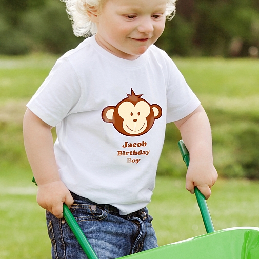 Personalised Monkey Boy Tshirt 3-4 years