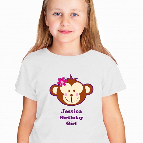 Personalised Monkey Girl Tshirt 5-6 years