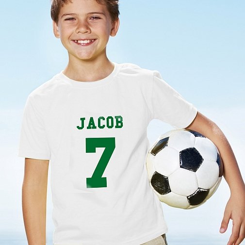 Personalised Green Name & Number T-shirt 7-8 Years