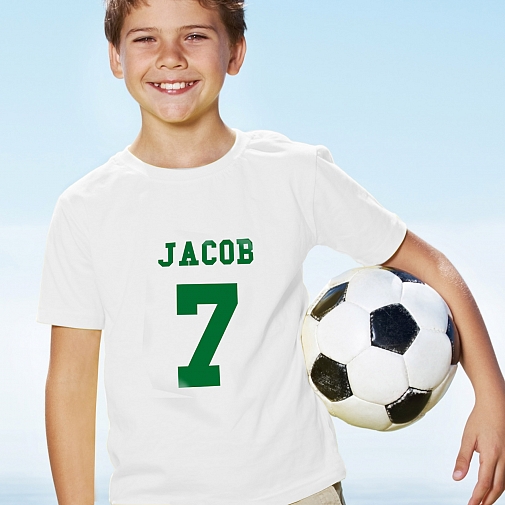 Personalised Green Name & Number T-shirt 9-11 Years