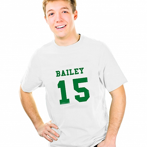 Personalised Green Name & Number T-shirt 14-15 Years