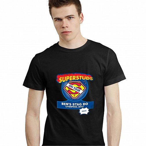 Personalised Superstuds Stag Do T-Shirt - Black - Extra Large