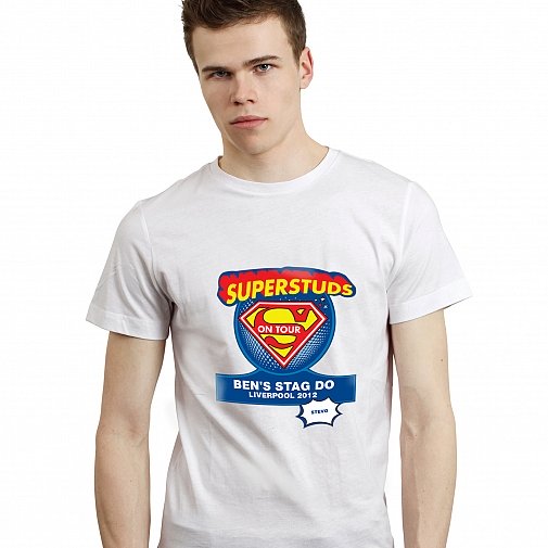 Personalised Superstuds Stag Do T-Shirt - White - Small