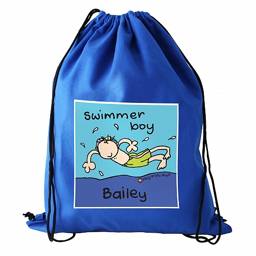 Personalised Bang On The Door Swimmer Boy Swim & Kit Bag
