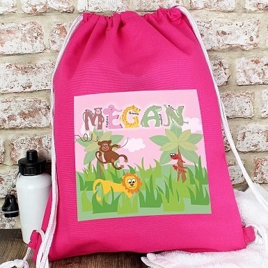 Personalised Animal Alphabet Girls Swim & Kit Bag