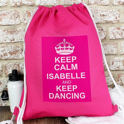 Personalised Pink Keep Calm Swim & Kit Bag