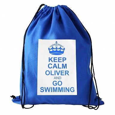 Personalised Blue Keep Calm Swim & Kit Bag