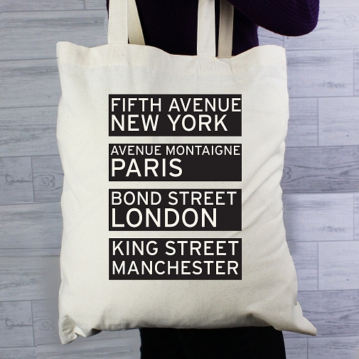 Personalised Shopping Destinations Cotton Bag