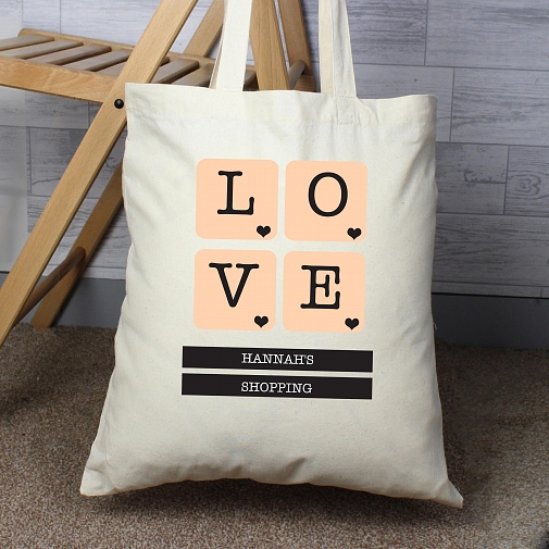 Personalised LOVE Tiles Cotton Bag