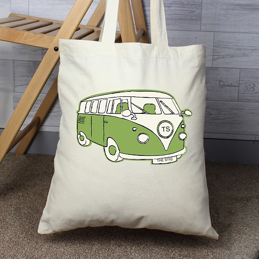 Personalised Green Campervan Cotton Bag