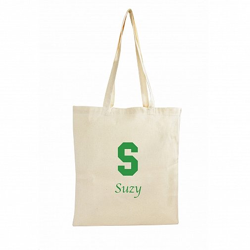 Personalised Green Initial Cotton Bag