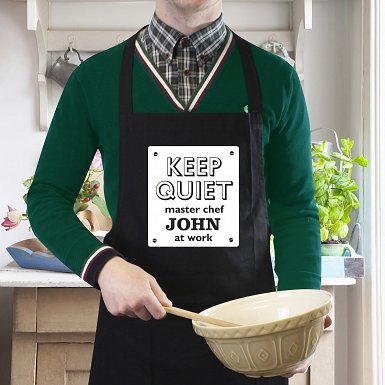 Keep Quiet Black Apron