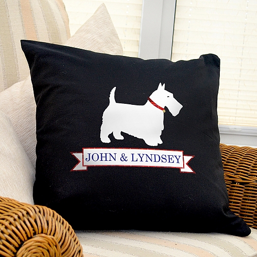 Personalised Scottie Dog Black Cushion Cover