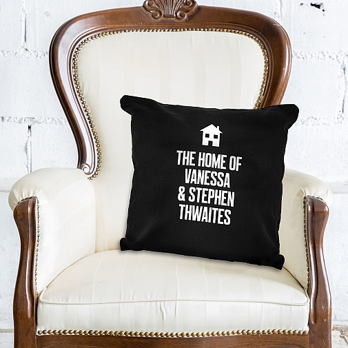 Personalised Home Motif Black Cushion Cover