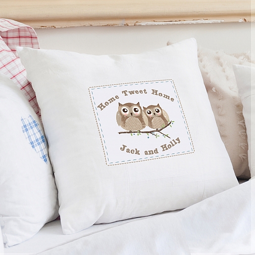 Personalised Woodland Owl Cushion Cover