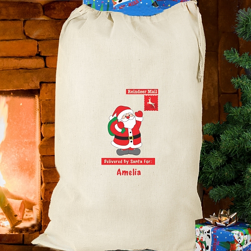 Personalised Father Christmas Cotton Sack
