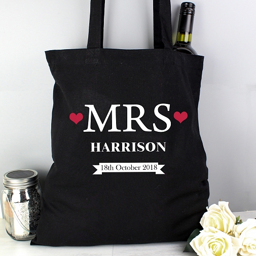 Personalised Mrs Black Cotton Bag
