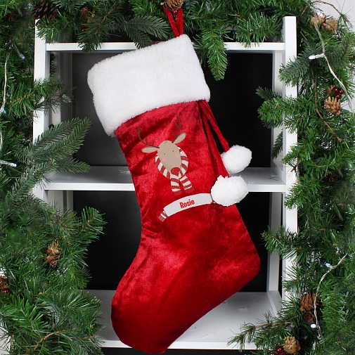 Personalised Retro Reindeer Stocking