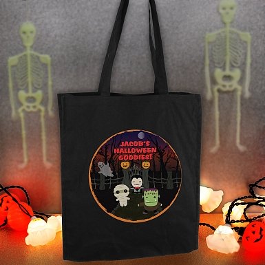 Personalised Halloween Black Cotton Bag