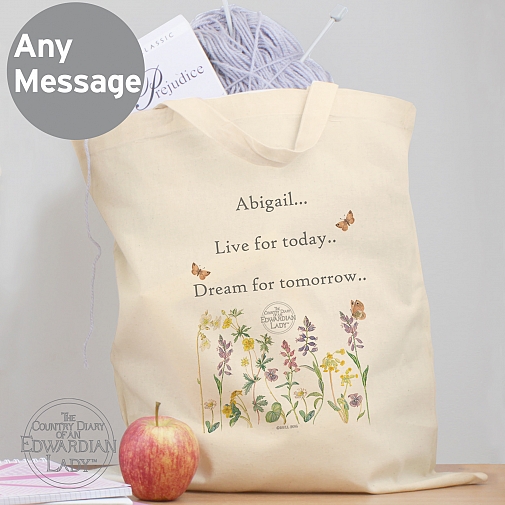 Personalised Country Diary Wild Flowers Cotton Bag