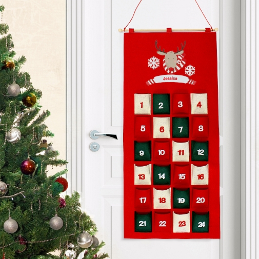Personalised Retro Reindeer Felt Advent Calendar