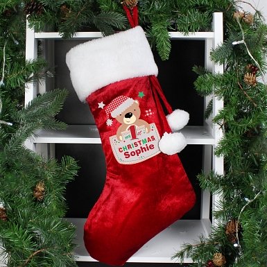 Personalised Pocket Teddy My 1st Christmas Stocking