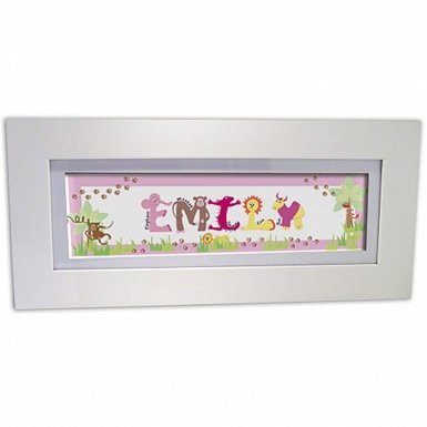 Personalised Animal Name Frame Pink