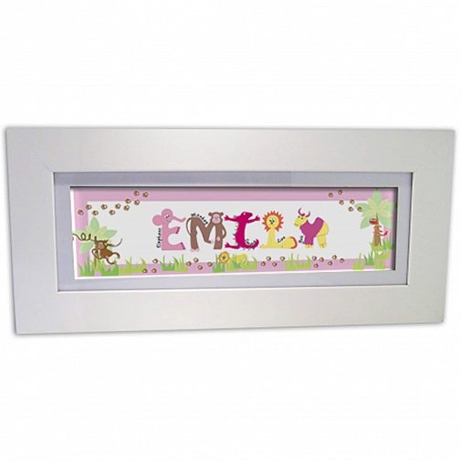 Personalised Animal Name Frame Pink