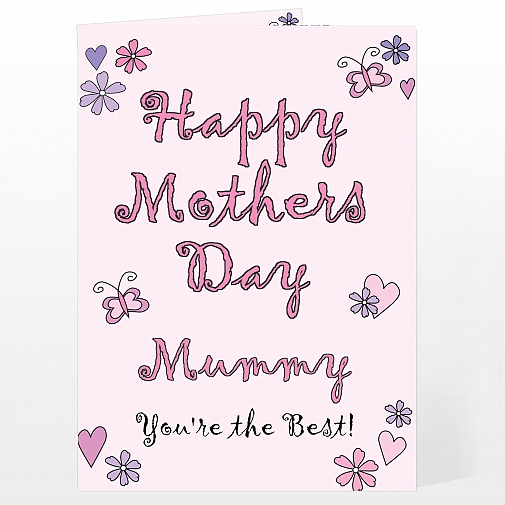 Personalised Flowers and Butterflies Happy Mother's Day Card