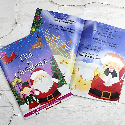 Personalised Girls "It's Christmas" Story Book, Featuring Santa and his Elf Twinkles