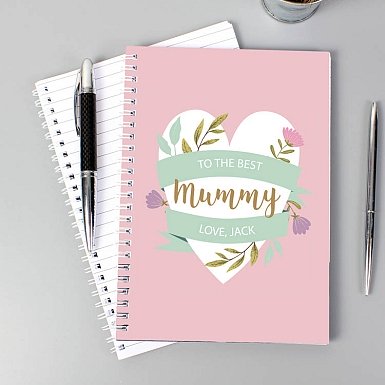 Personalised Floral Heart A5 Notebook