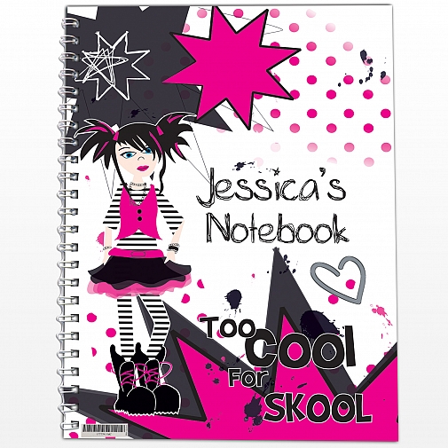 Personalised Too Cool Girl A5 Notebook