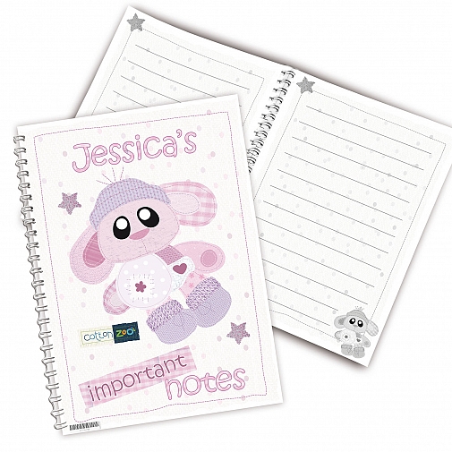 Personalised Cotton Zoo Bobbin the Bunny A5 Notebook