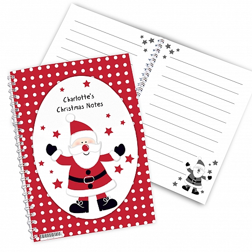 Personalised Spotty Santa A5 Notebook