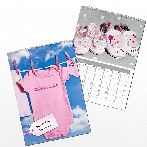 Personalised Baby Girl A4 Wall Calendar