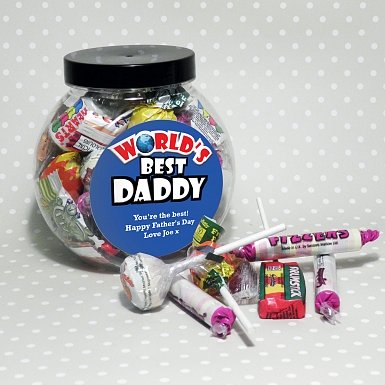 Personalised Blue Worlds Best Sweet Jar