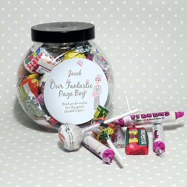 Personalised Fabulous Pageboy Sweet Jar